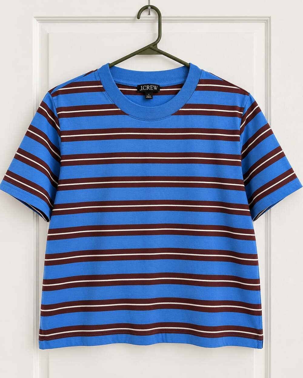 J.Crew Striped Short Sleeve Crewneck T-Shirt Blue Brown M